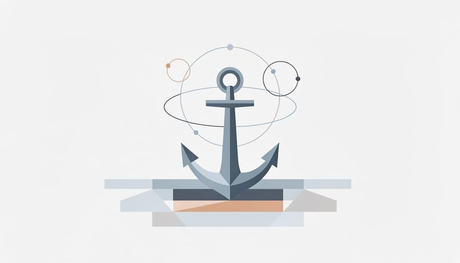 Anchor on concrete near calm water symbolizing stability and verification of a personal tax plan