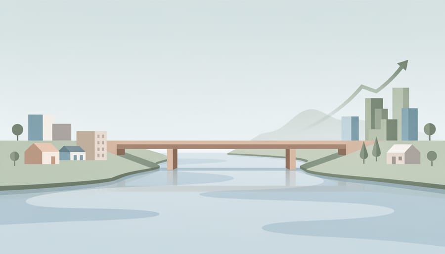 Sunrise over a wooden bridge symbolizing guidance and growth for a small business