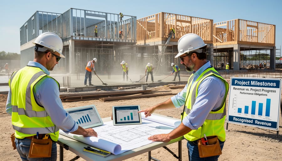 Builder working on a construction project using tools at a client site.