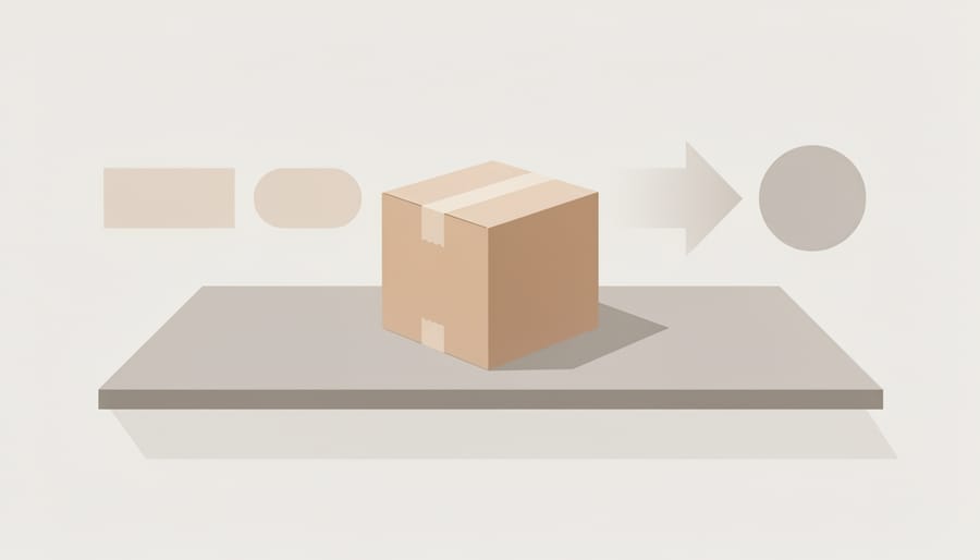 Parcel ready for shipment on a warehouse packing table.